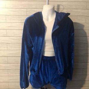 COO run Long sleeve zip up hoodie shorts set